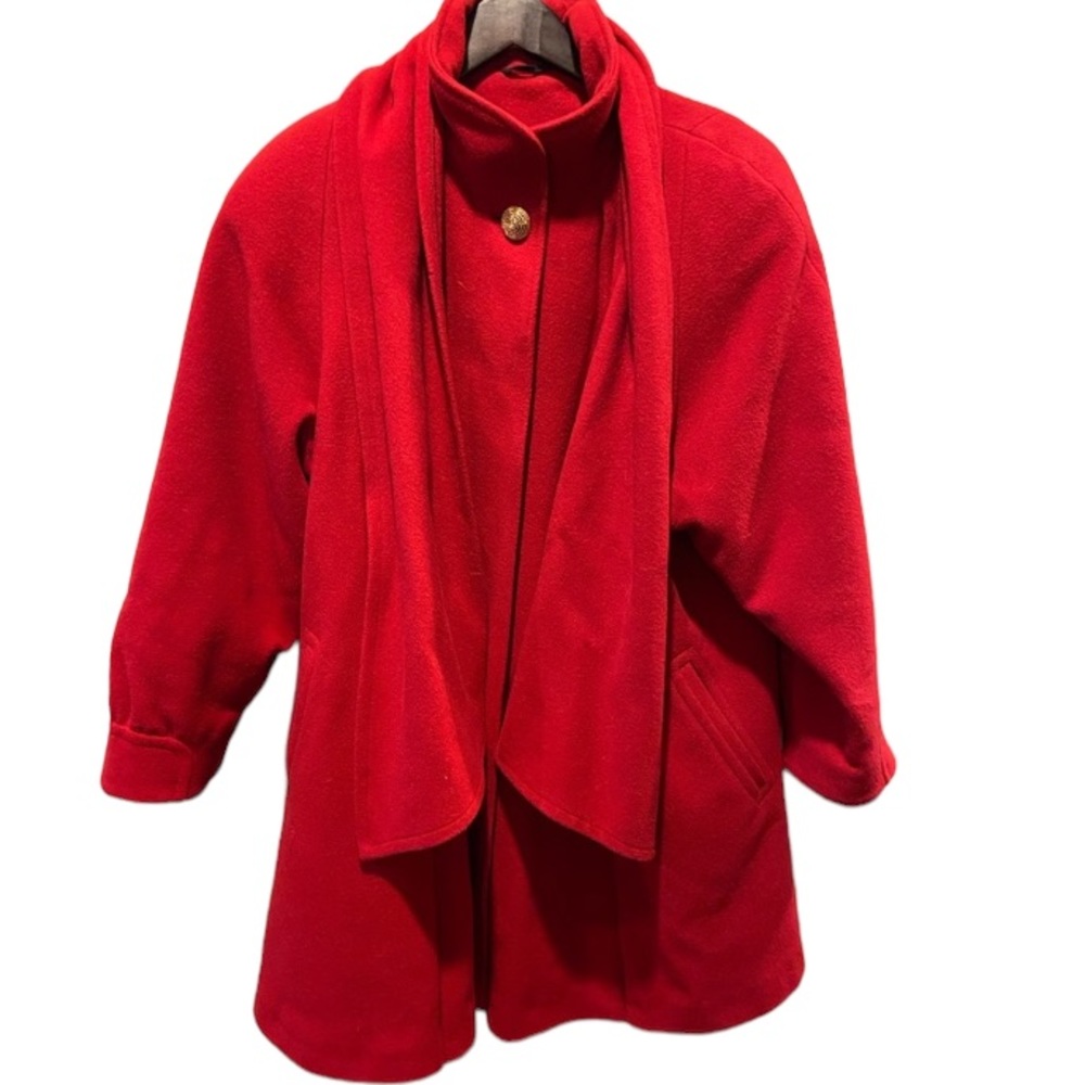 Vintage Red Wool Coat with scarf Size 10P